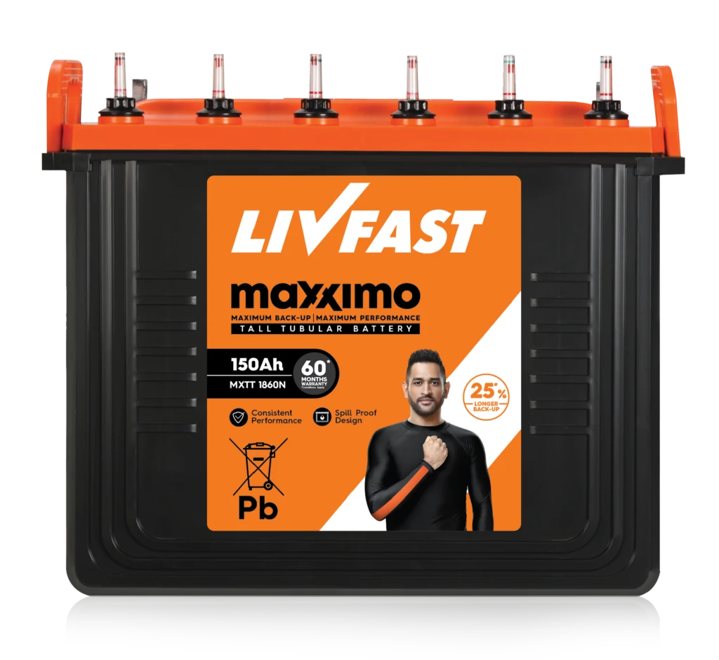 Livfast Maxximo MXTT 1860N 150Ah tall tubular inverter battery