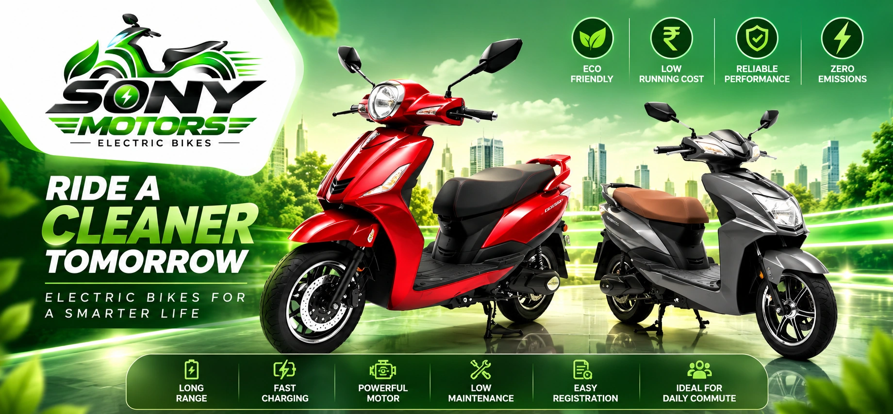 E-AshwaMotors offer banner for electric 2-wheelers in Adilabad